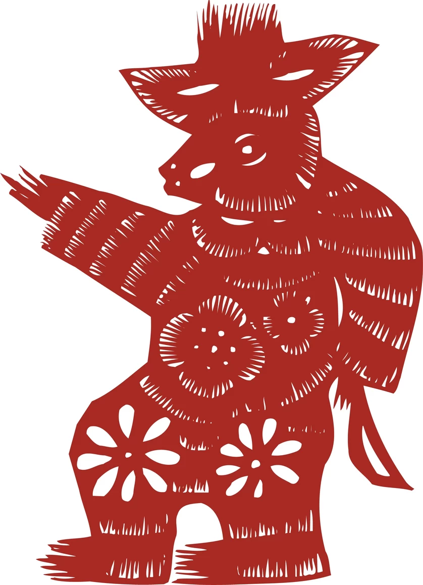 中国风中式传统喜庆民俗人物动物窗花剪纸插画边框AI矢量PNG素材【099】